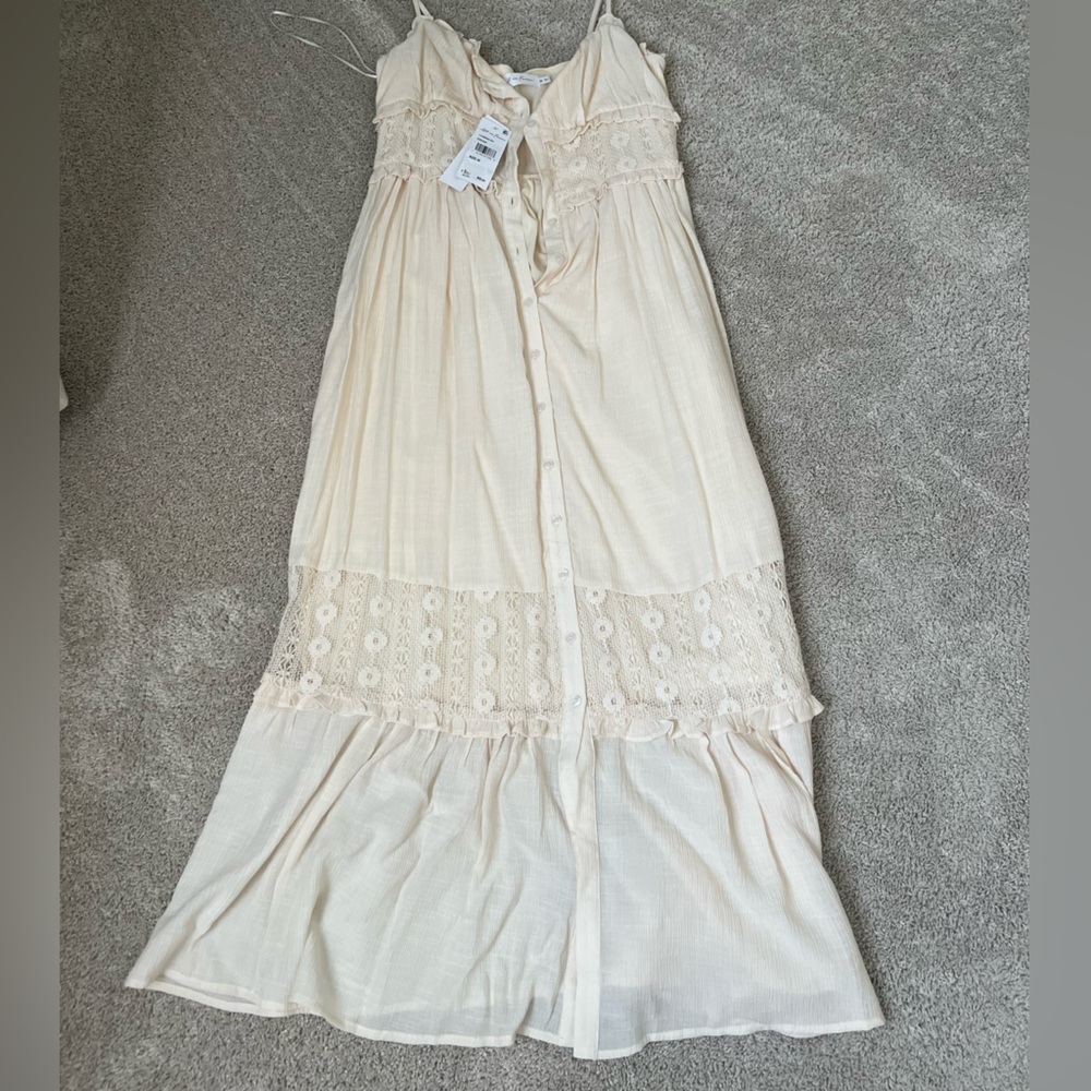 All in Favor Cream Lace Maxi Dress NWT
